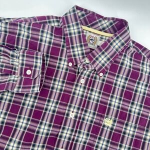 CINCH Mens Large Plaid Button Down Long Sleeve Western‎ Shirt Purple Cotton